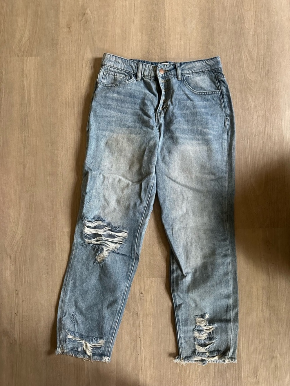 Pink Lily Men's Distressed Light Wash Blue Jeans